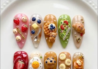 Cute food-inspired illustrated nail designs